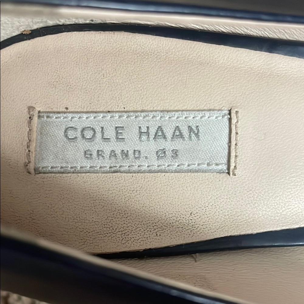 Cole Haan Navy Leather Kitten Heel Pumps - Picture 6 of 6